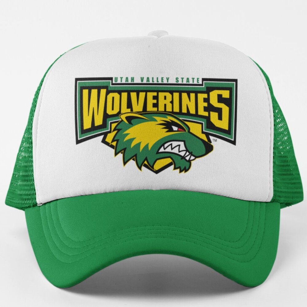 NEW Utah Valley State Wolverines Retro Foam Trucker Snapback Hat 2-TONE GREEN